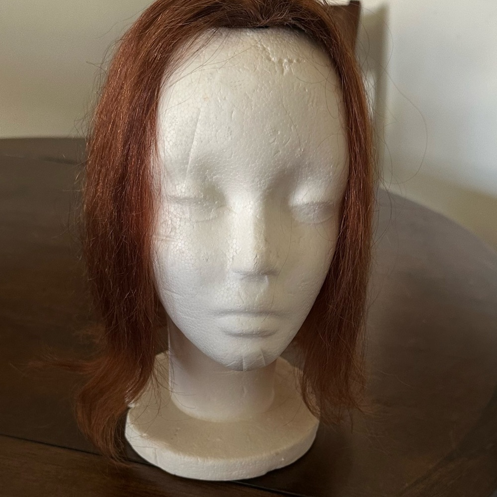 Auburn human hair topper
